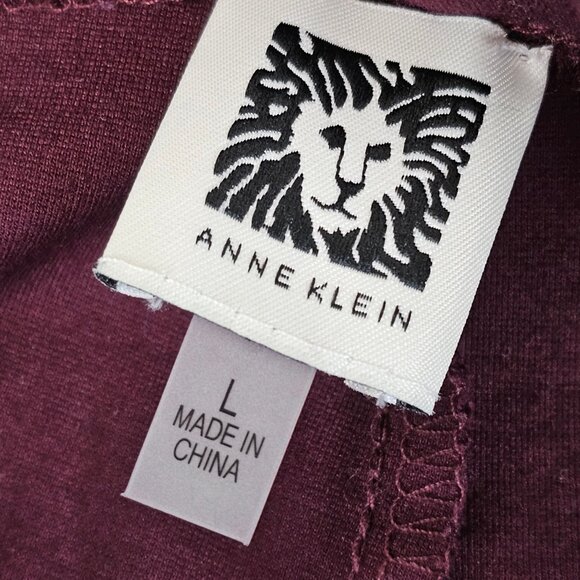 Womens L Anne Klein Wine Red Straight Slim Business Casual Office Comfort Pants - Picture 9 of 13